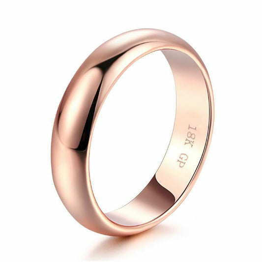 9094 Anel Clássico simples 18 k côr ouro - Anel de casamento feminino e masculino -  Anel de noivado  R05